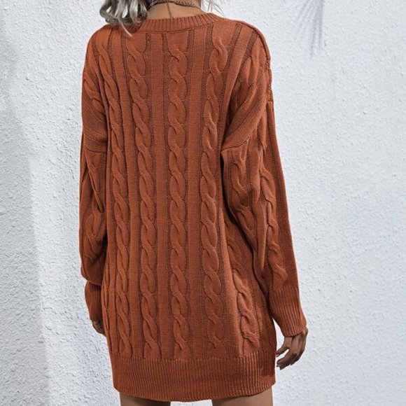 PUMPKIN SPICE Cable Knit Sweater Dress - Picture 3 of 5
